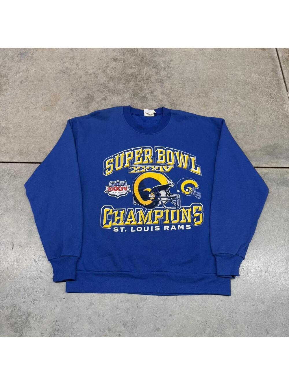 vintage st louis rams super bowl champions blue crewneck size large